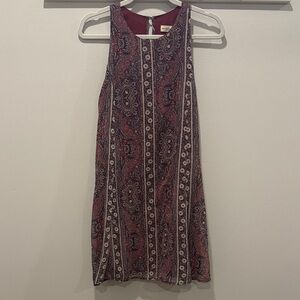 Abercrombie & Fitch Paisley Mini Dress - Burgundy and Cream